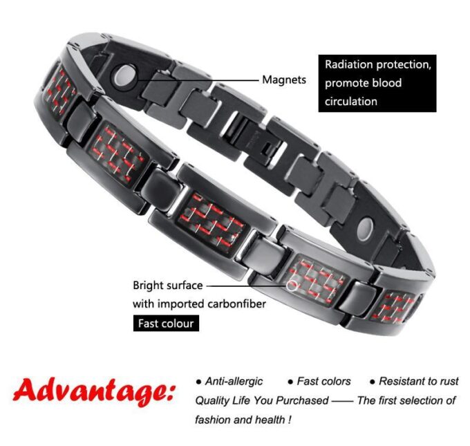 Titanium Carbon Fiber Blood Circulation Magnetic Arthritis Bracelet - Image 6