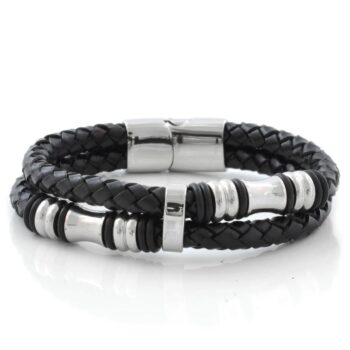 Black Torn Bolo Leather Bracelet