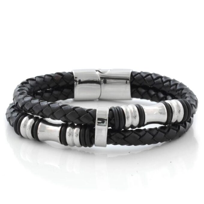 Black Torn Bolo Leather Bracelet