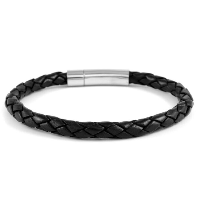 Black 6mm Bolo Leather Bracelet - Image 2