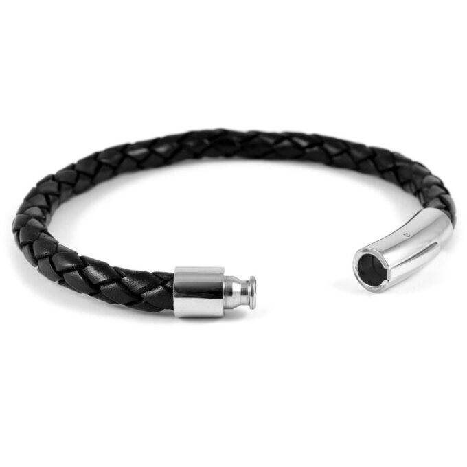 Black 6mm Bolo Leather Bracelet - Image 3
