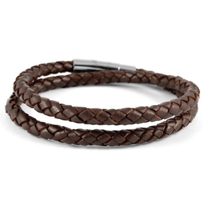 6mm Dark Brown Twist Bolo Leather Bracelet - Image 2