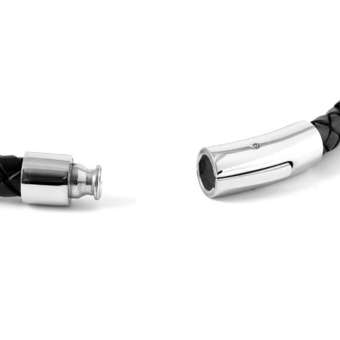 6mm Black Twist Bolo Leather Bracelet - Image 3