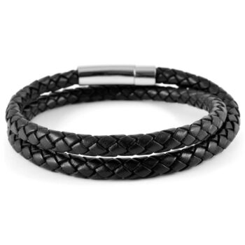 6mm Black Twist Bolo Leather Bracelet