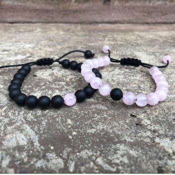 Gemstone Pink Adjustable Couple Distance Bracelets