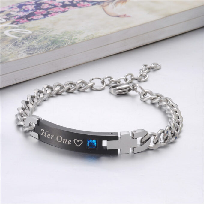 'His Only' and 'Her One' Stainless Couples Bracelet - Image 3