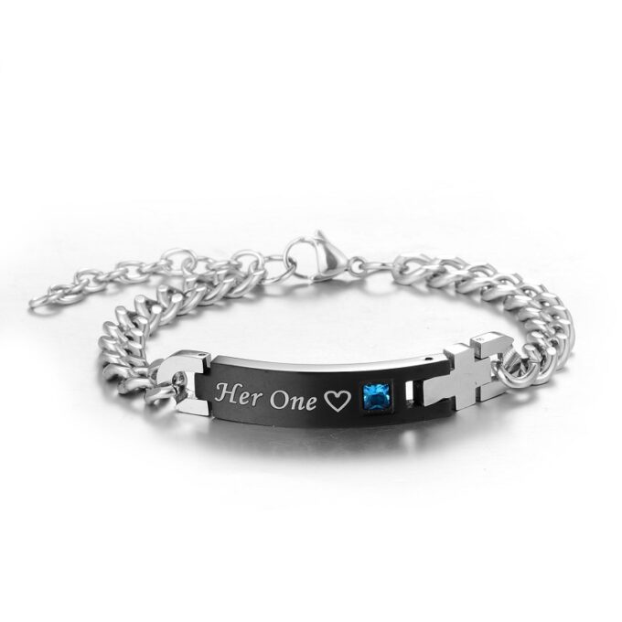 'His Only' and 'Her One' Stainless Couples Bracelet - Image 4